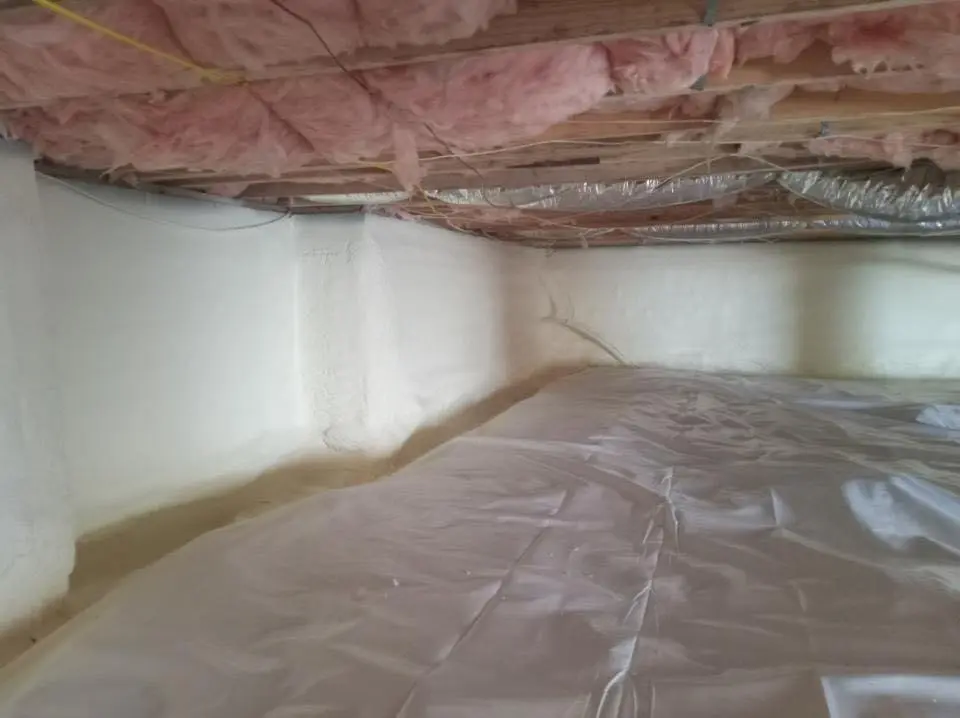 Crawl space encapsulation with closed-cell spray foam for Attic Insulation in Groveton